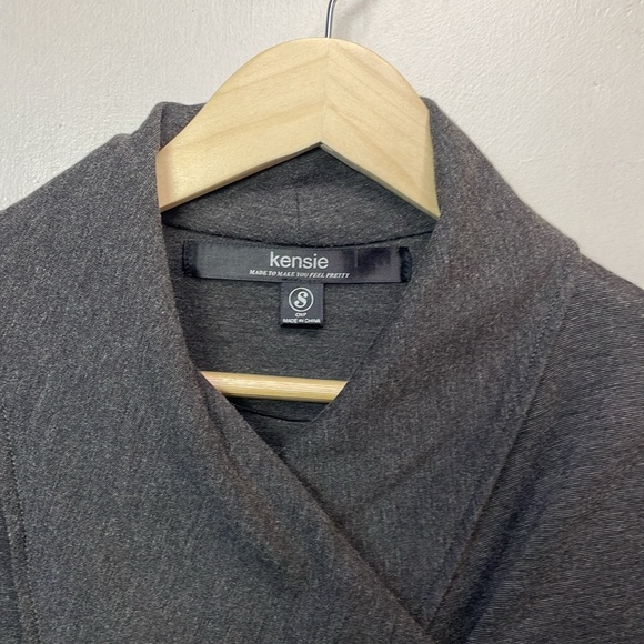 Kensie Grey Asymmetrical Cross-over Collar Long Sleeve Athletic Pockets S #0023 - Picture 4 of 11